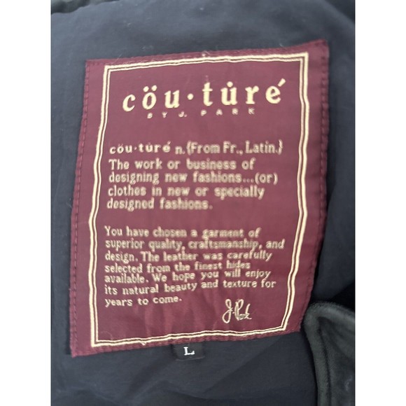 Couture by J. Park Black Genuine Lamb Leather Bomber Jacket w/ Pockets Mens L - Picture 3 of 6